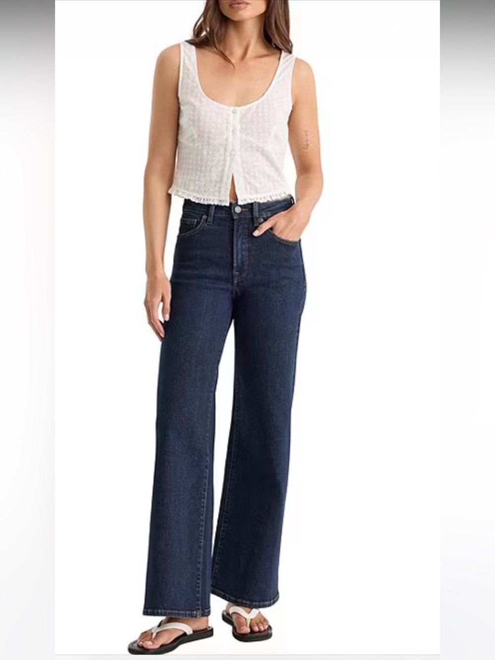 NWT🌷Good American Good Waist High Rise Palazzo Wide Leg Ankle Length Denim Jeans